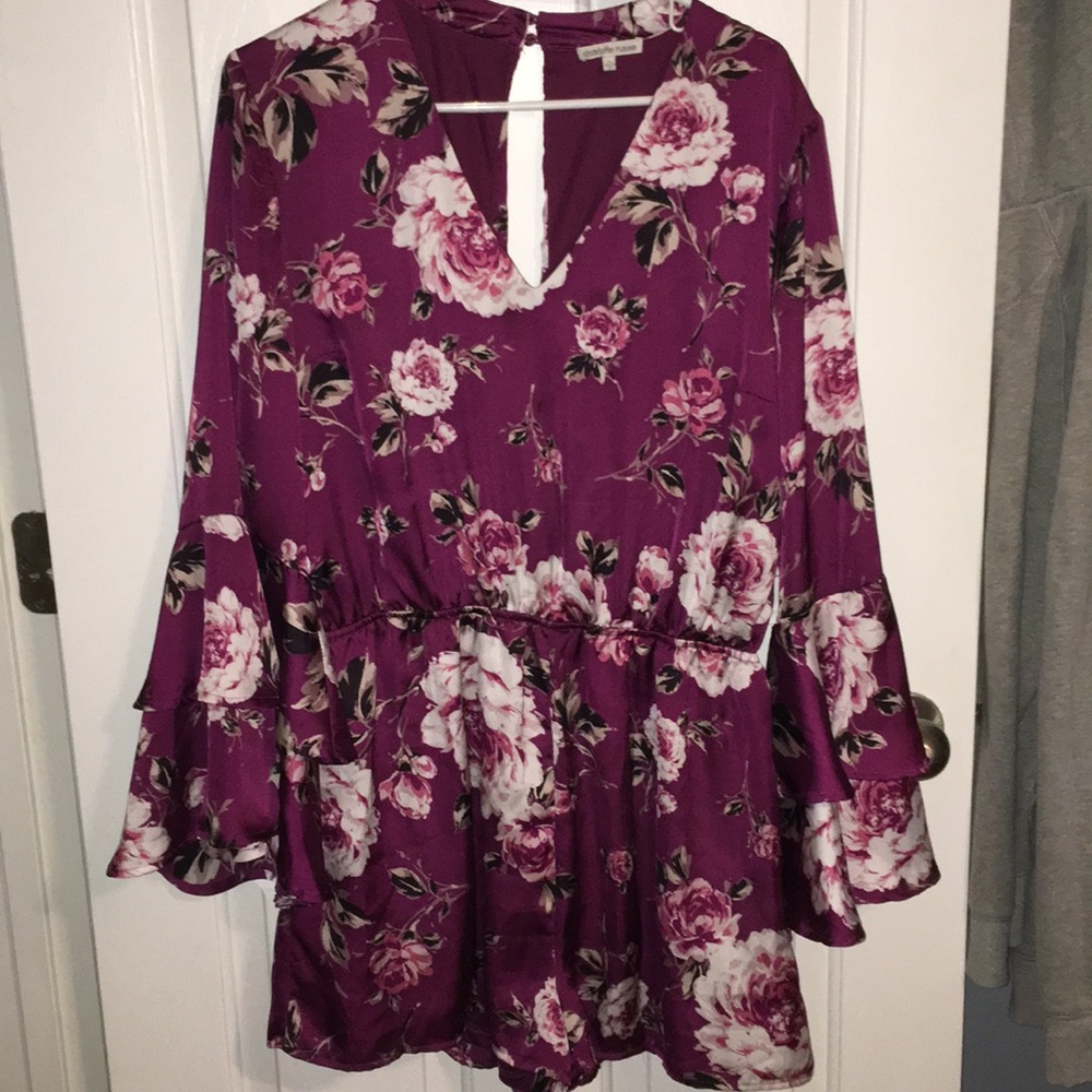 Red flowery romper